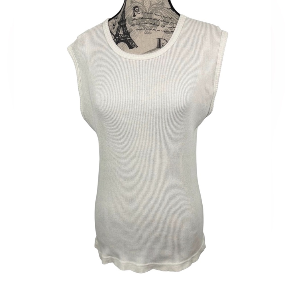 Joe Boxer Cotton Ribbed White Sleeveless Tank Top Size L
